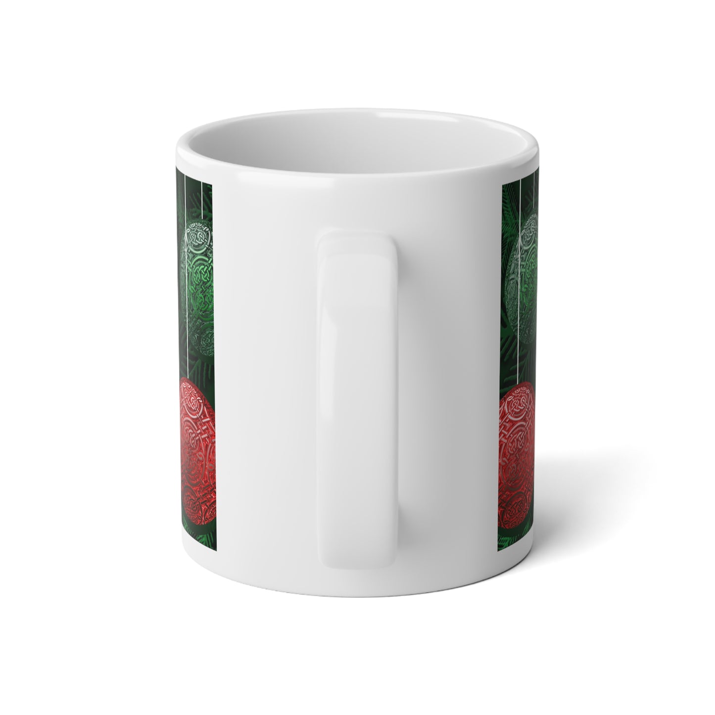 20oz Jumbo Mug — Festive Embossed Christmas Celtic Ornament Design