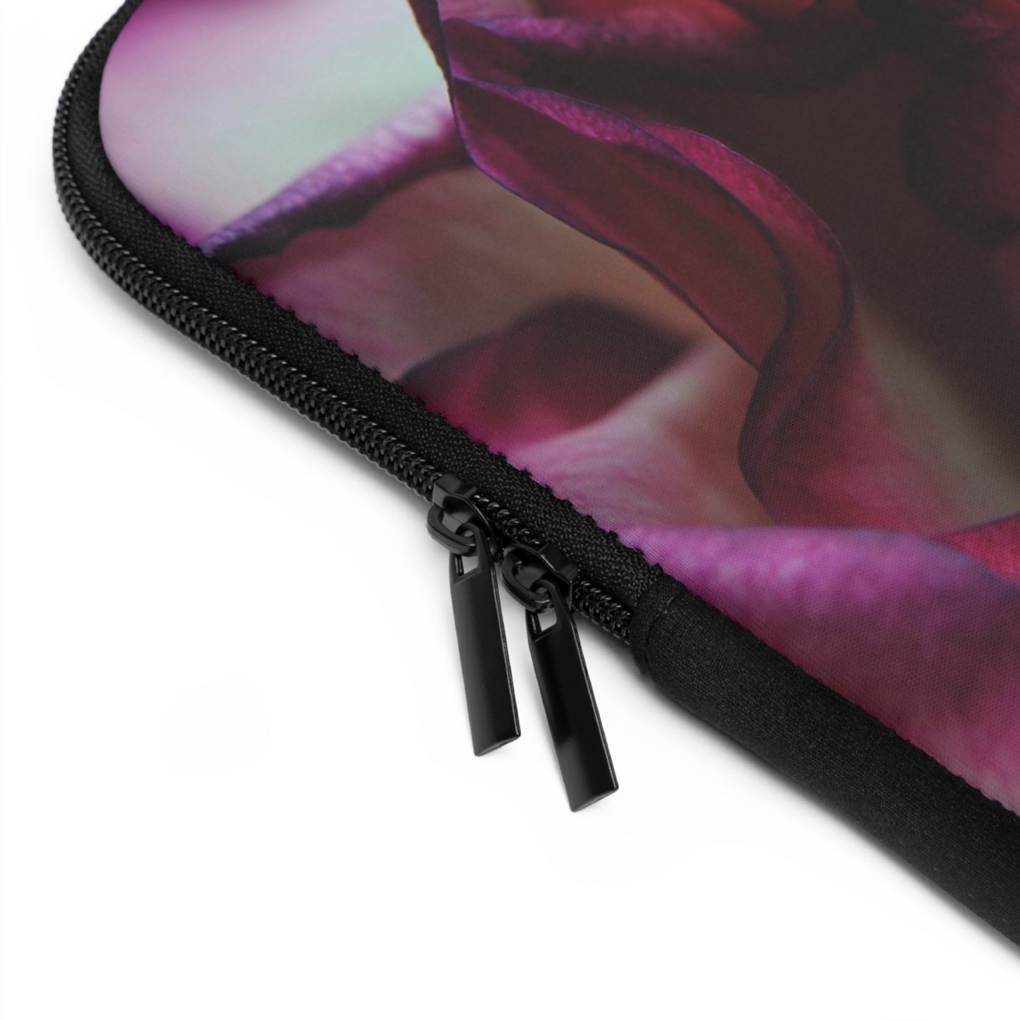 Pink Lined White Rose Laptop Sleeve