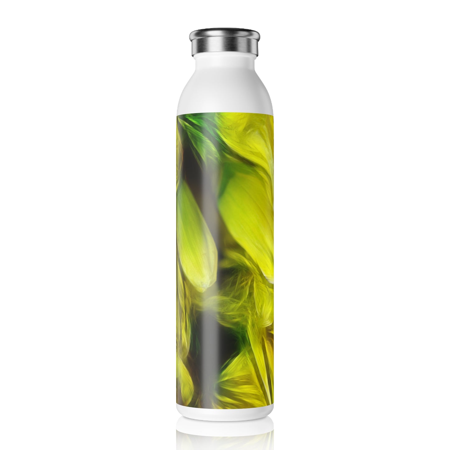 Abstract Yeallow Daffodil Slim Water Bottle with Vibrant Floral Design, Eco-Friendly Hydration, Stylish Drinkware, Gifts for Nature Lovers, Travel Companion