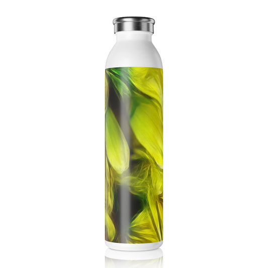 Abstract Yeallow Daffodil Slim Water Bottle with Vibrant Floral Design, Eco-Friendly Hydration, Stylish Drinkware, Gifts for Nature Lovers, Travel Companion