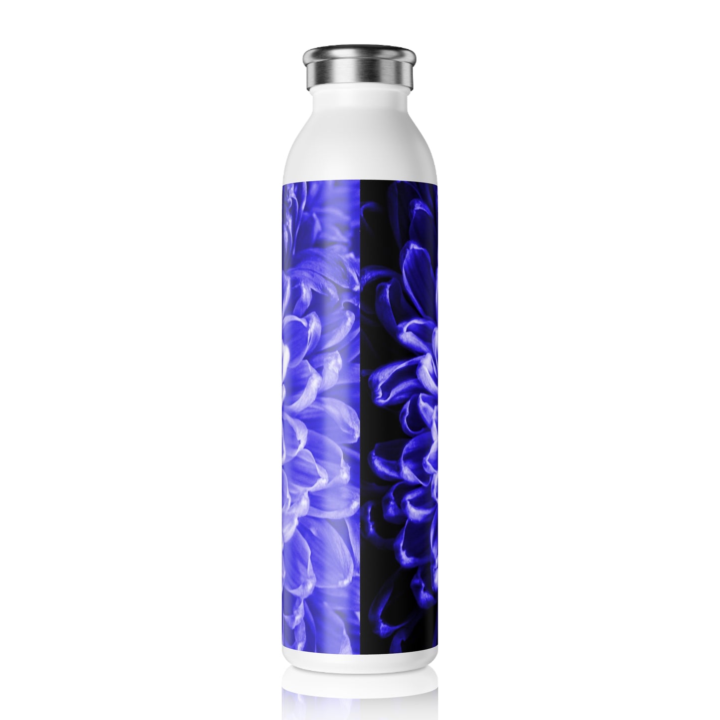 Blue Chrysanthemum Slim Water Bottle - Perfect for Fitness, Hydration, Yoga, Gifts, Eco-Friendly