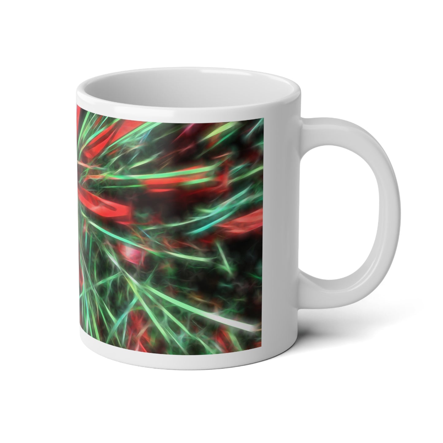 20oz Jumbo Mug — Festive Abstract Red & Green Holiday Garland Coffee Cup