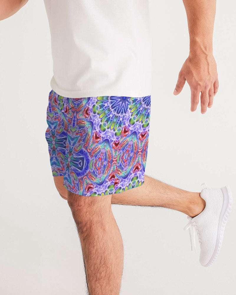 Blue Red Kaleidoscope Men's All-Over Print Jogger Shorts