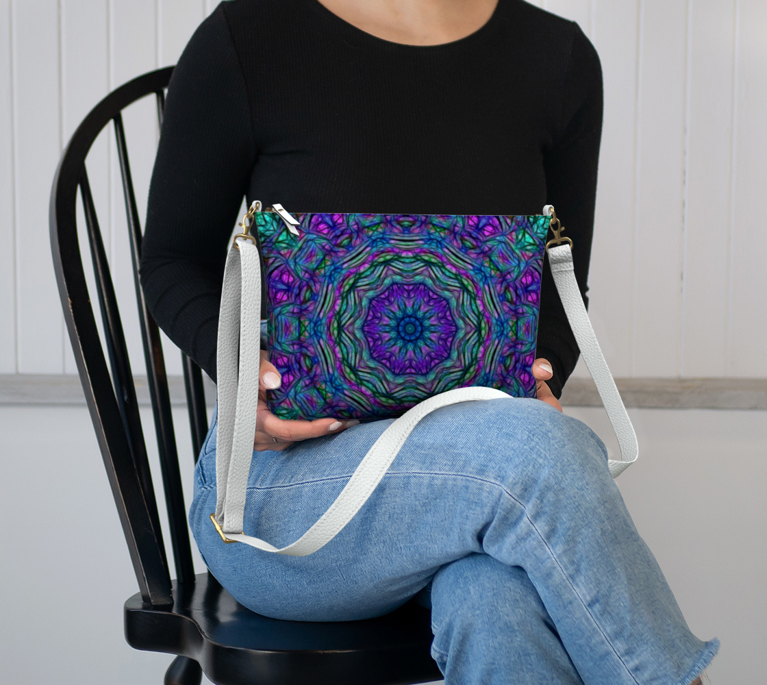 Blue Green Purple Kaleidoscope Vegan Crossbody Purse