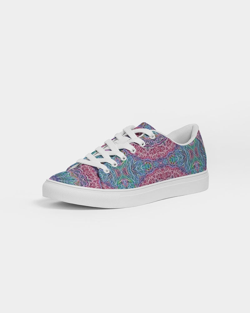 Blue Red Snowflake Kaleidoscope Women's Faux-Leather Sneaker