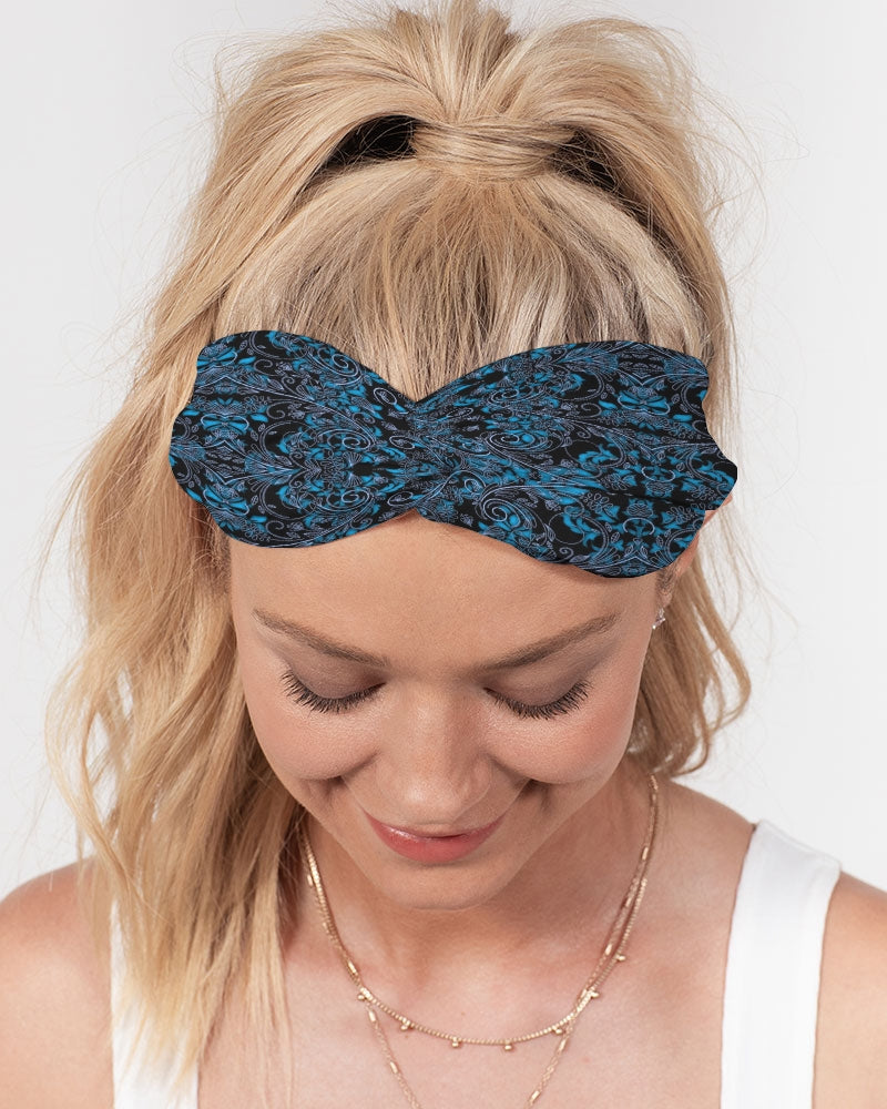 Blue Vines and Lace Twist Knot Headband Set