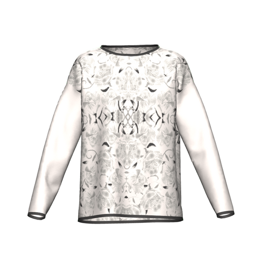 Gray Roses On White Sweater