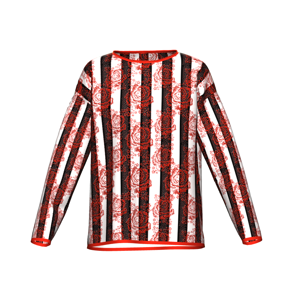 Striped Roses Pattern Sweater