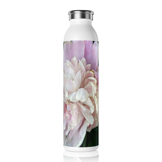 June Peony Slim Water Bottle | Elegant Hydration for Nature Lovers, Eco-Friendly, Gift for Her, Travel Mug, Flower Decor