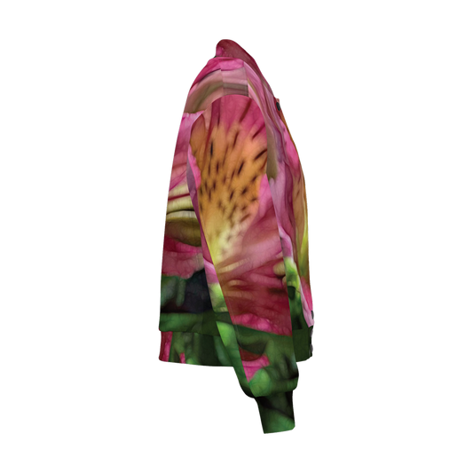 October Flowers 3 Women's Double Layered Bomber Sports Jacket-Techno Scuba Knit
