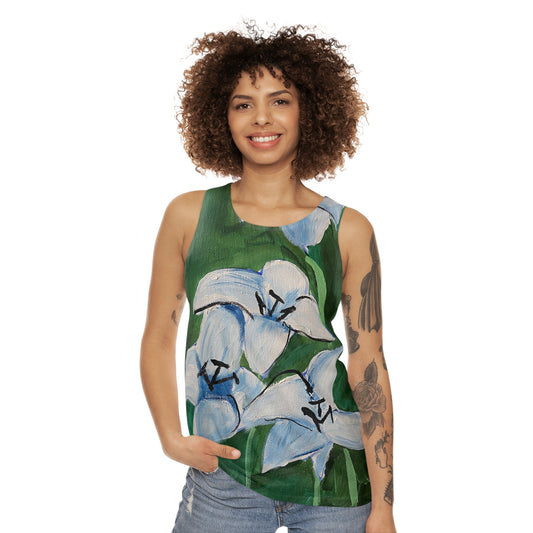 Lilies In Blue Unisex Tank Top (AOP)