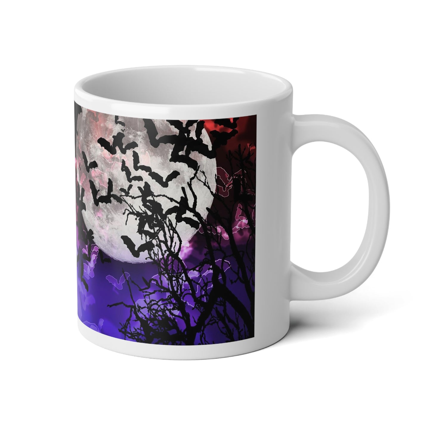 Mystical Bokeh Light Bat Print Jumbo Mug | 20oz | Halloween Decor, Gift for Bat Lovers, Coffee Lover's Gift, Witchy Mug, Gothic Kitchenware