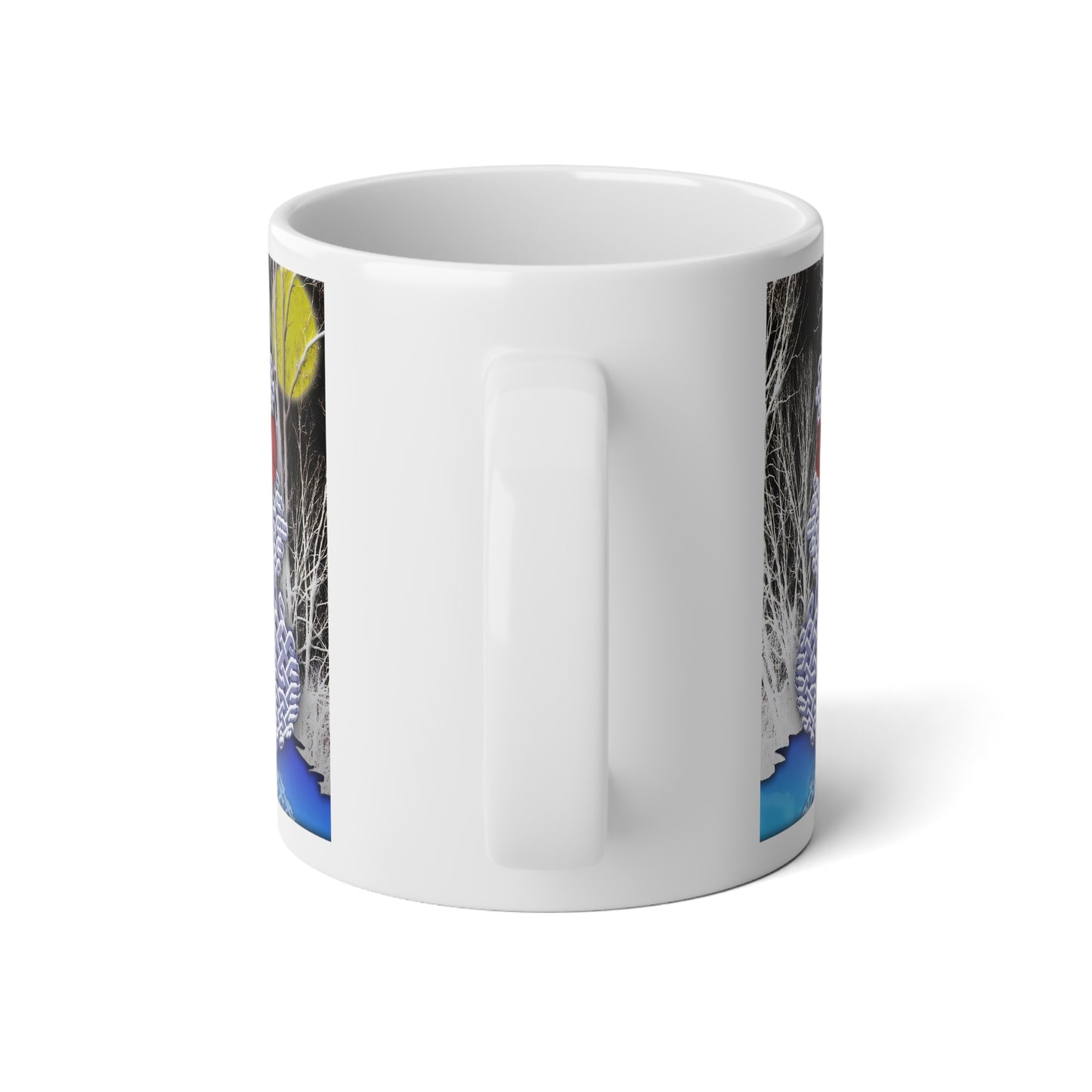 Winter Celtic Snowman 20oz Jumbo Mug — Red Scarf Holiday Coffee Cup