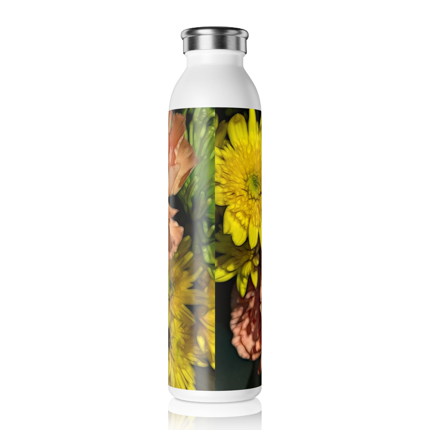 June Flowers 4 Slim Water Bottle - Reusable Hydration Bottle, Eco-Friendly Gift, Flower Design, Floral Bottle for Yoga, Hiking, Travel