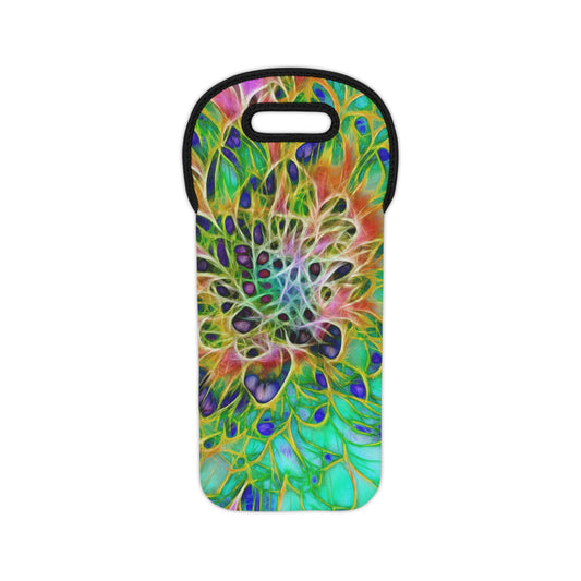 Abstract Peacock Chrysanthemum Wine Tote Bag