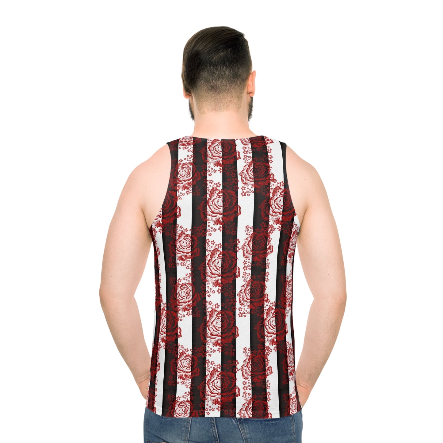 Stripes and Roses Unisex Tank Top (AOP)