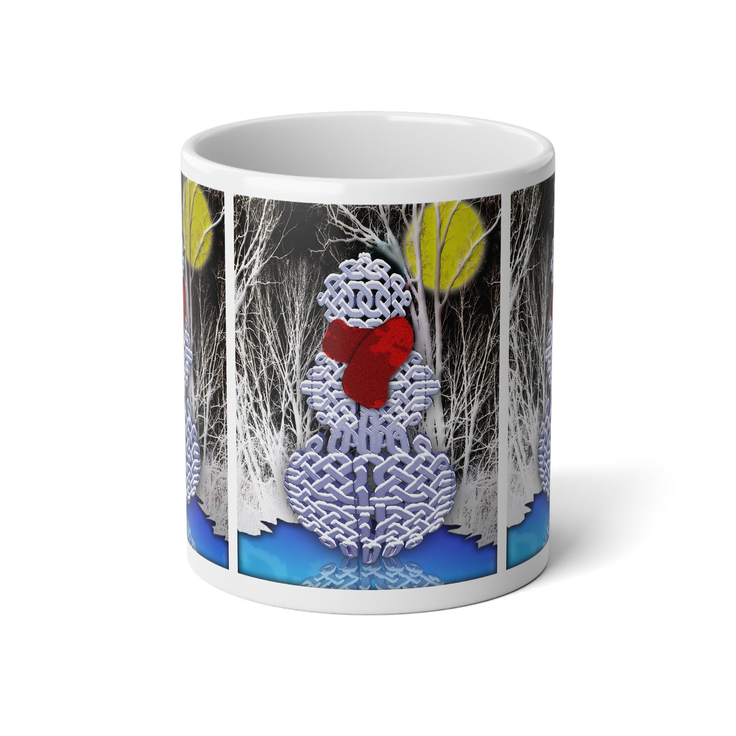 Winter Celtic Snowman 20oz Jumbo Mug — Red Scarf Holiday Coffee Cup