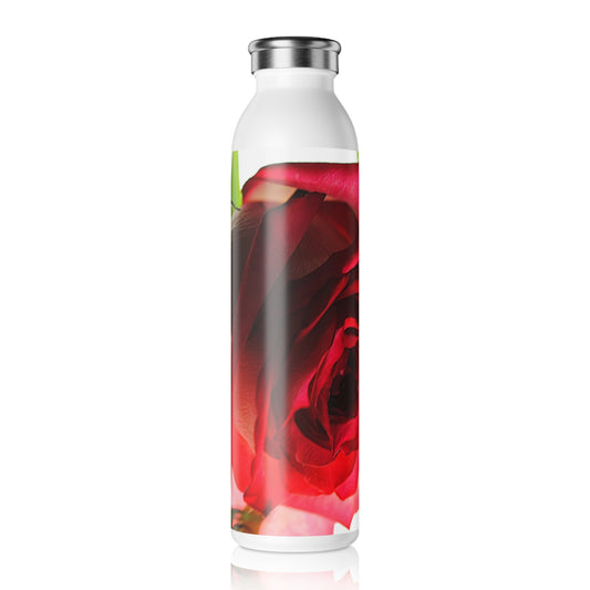 Slim Water Bottle — Red Rose Floral Stainless Steel Bottle (Slim)