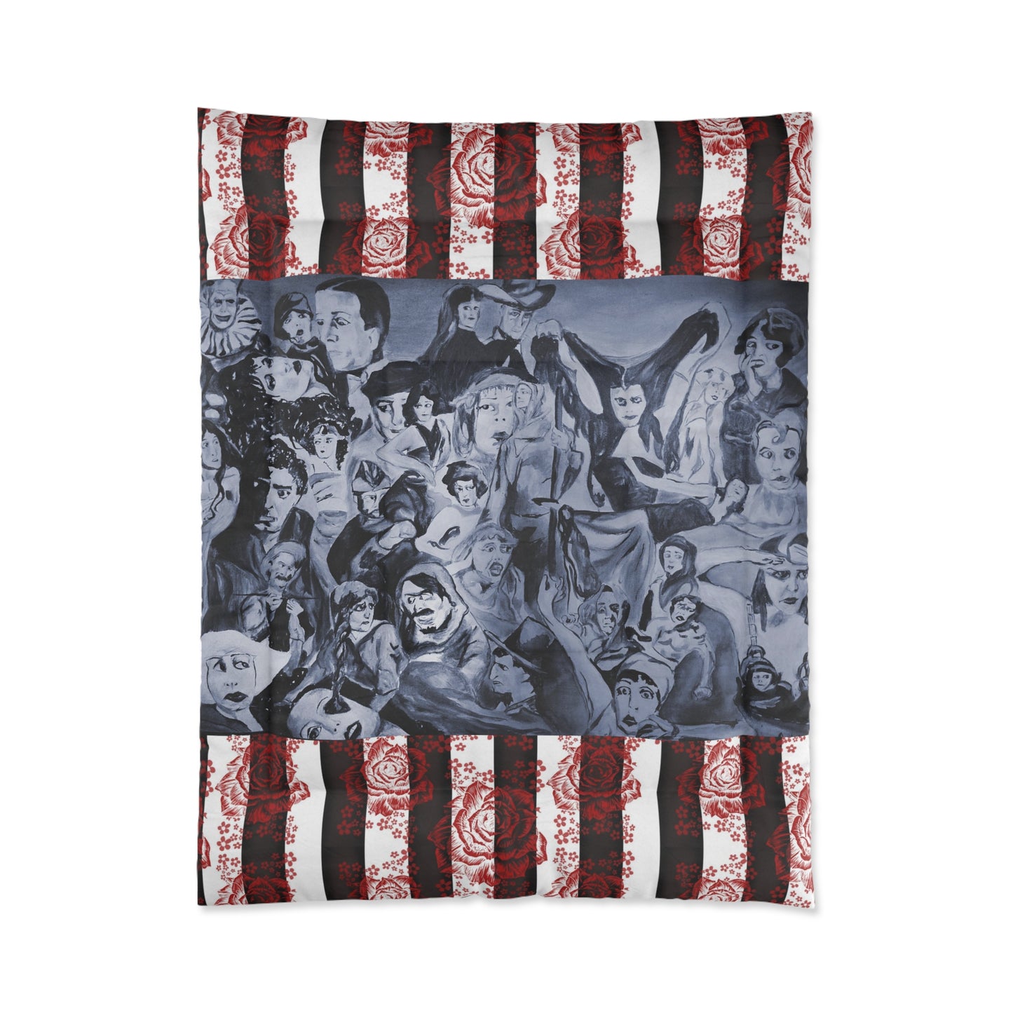Silents With Striped Roses Comforter