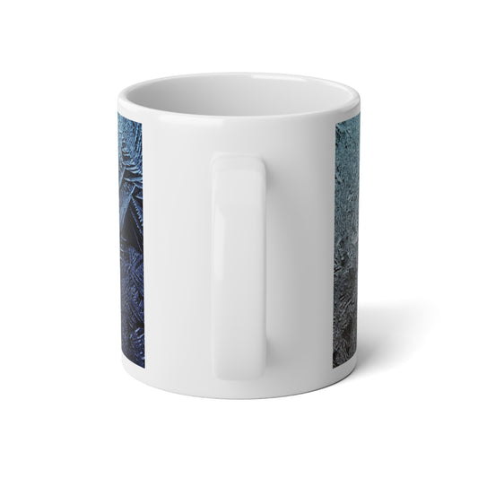 Frosted Blue 20oz Jumbo Mug — Winter Ice Crystal Ceramic Coffee Cup