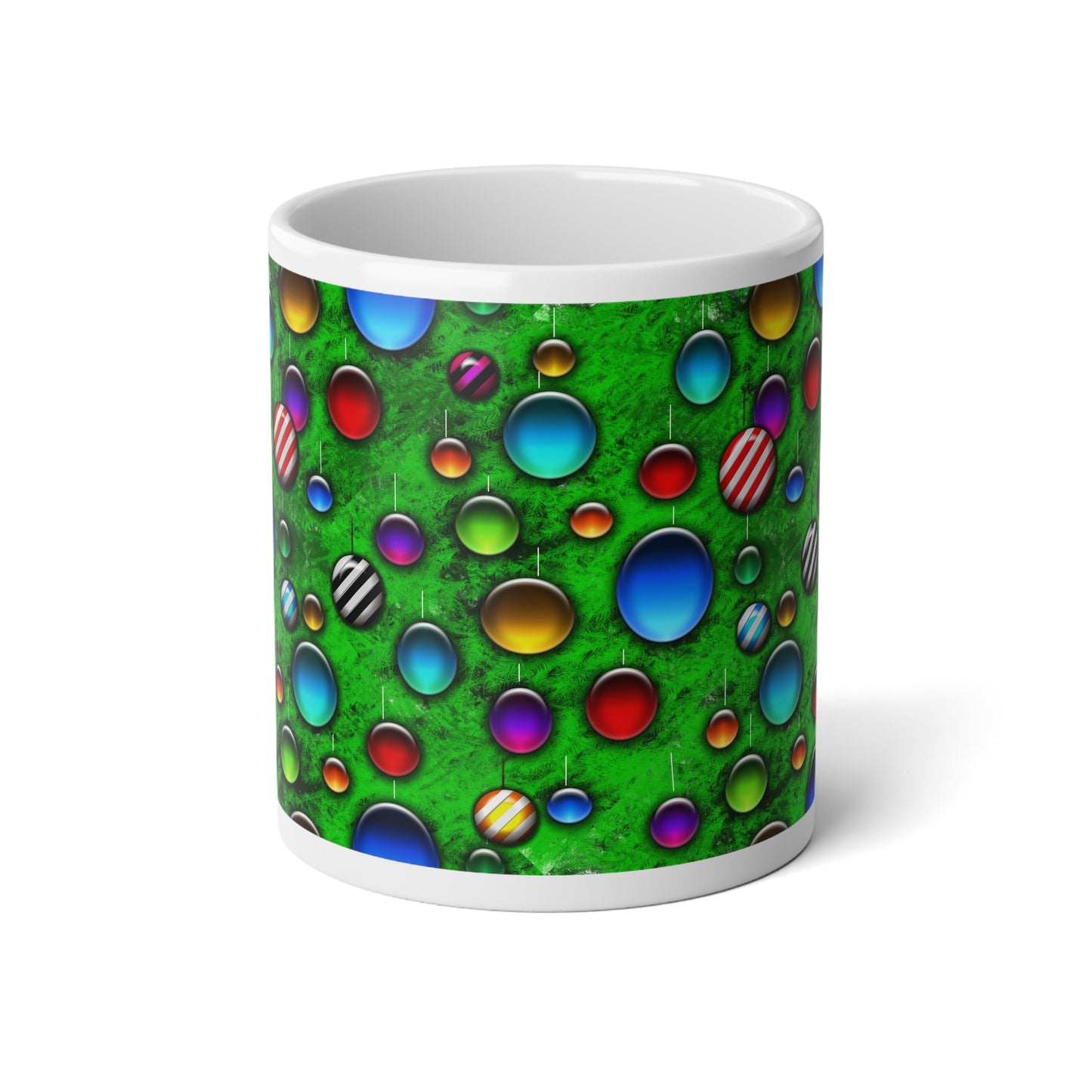 20oz Jumbo Mug — Colorful Bubble Ornament Pattern on Green
