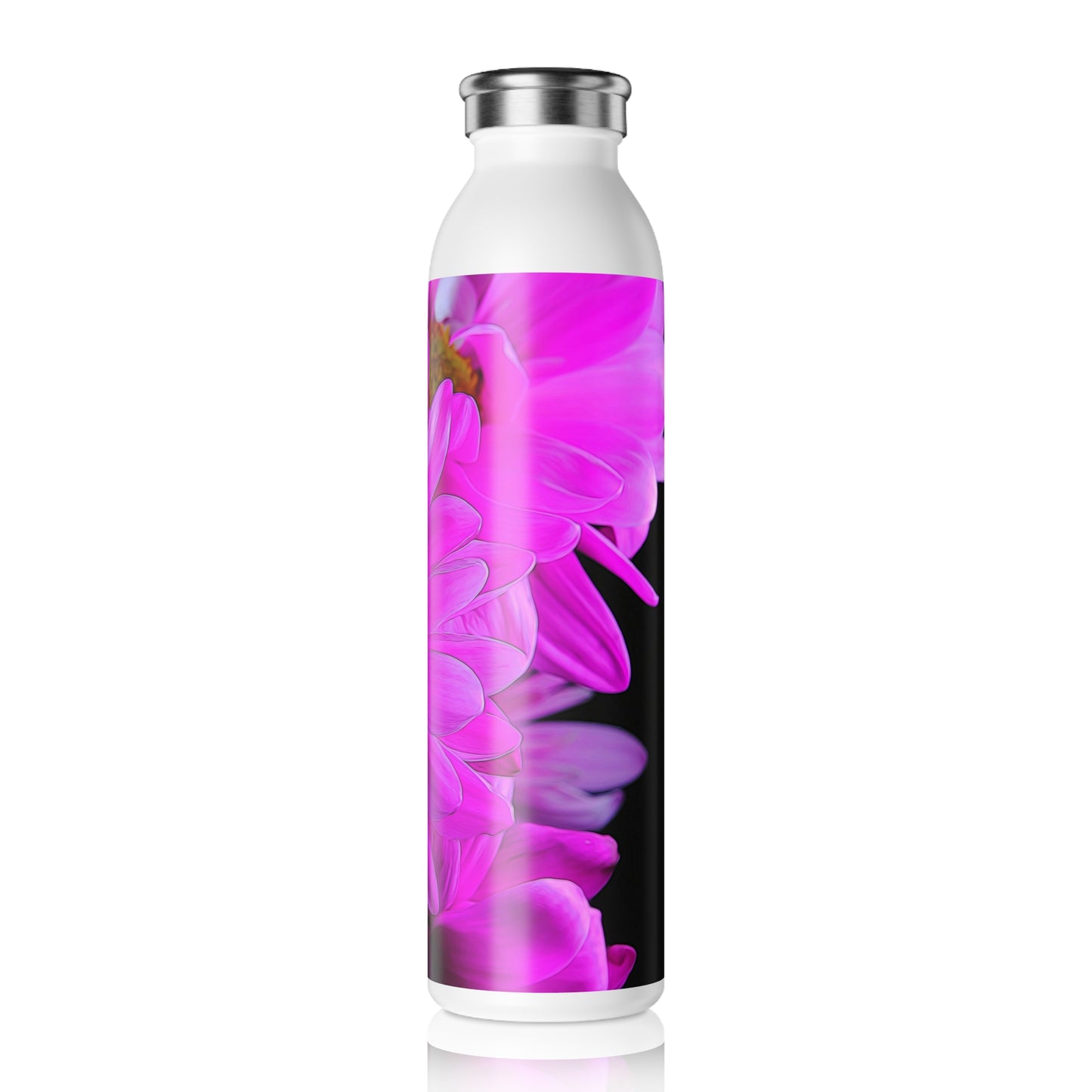 Slim Water Bottle — Pink Daisy Floral Stainless Steel Bottle