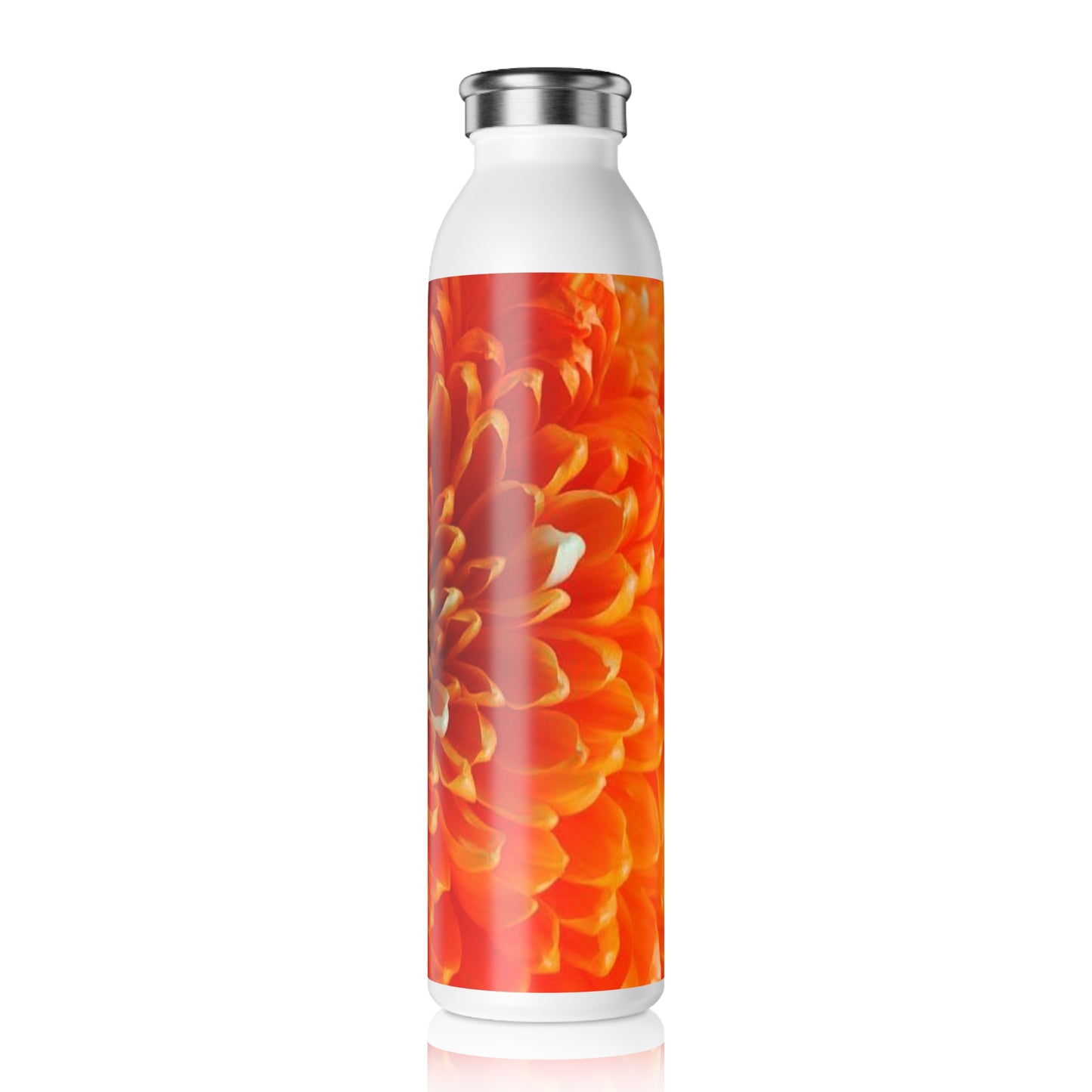 Orange Chrysanthemum Slim Water Bottle, Eco-Friendly Hydration, Gift for Garden Lovers, Yoga and Fitness, Reusable Drinkware