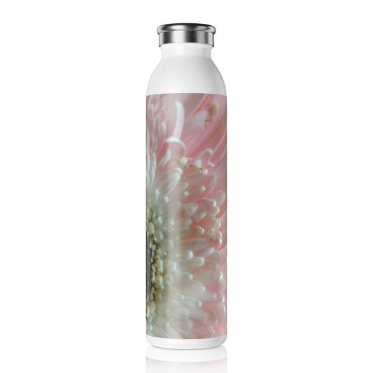 Floral Macro Slim Water Bottle – Pink Gerbera Close-Up Stainless Bottle