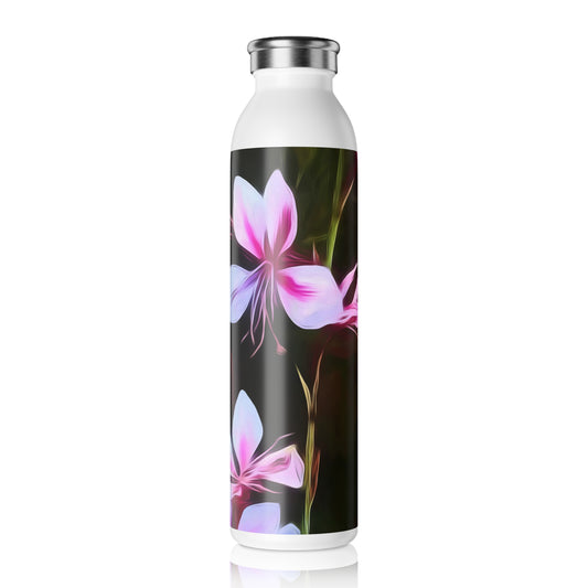 Floral Glow Slim Water Bottle — Pink Neon Botanical Stainless Bottle