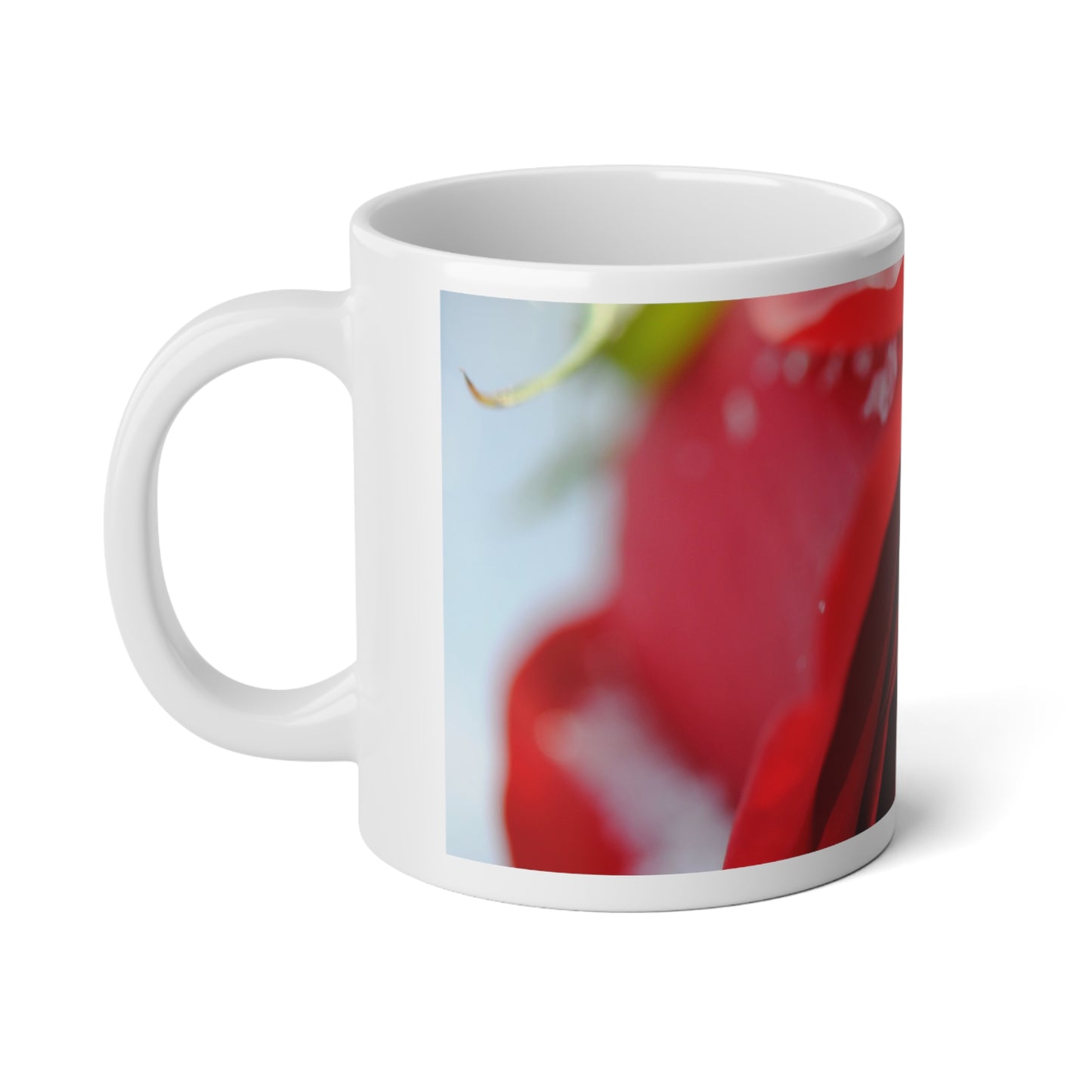 20oz Jumbo Mug — Snow Covered Red Rose Photo Coffee Cup