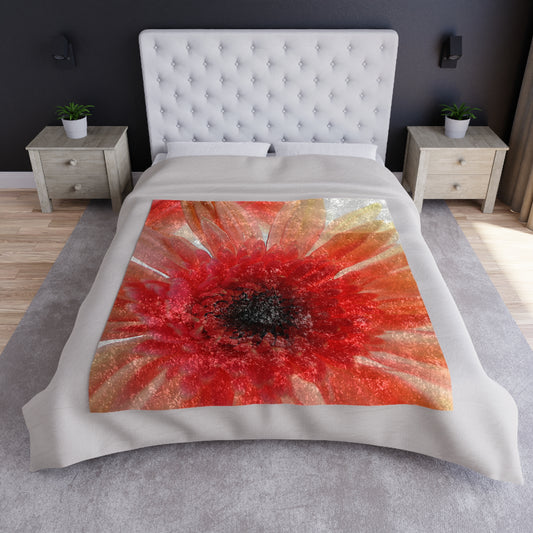 Ethereal Pink Daisy Crushed Velvet Blanket