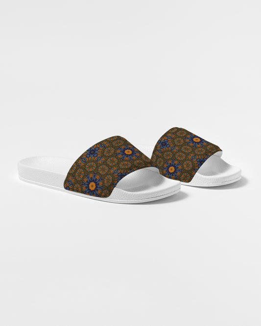 Blue and Yellow Sketch Kaleidoscope  Men's Slide Sandal