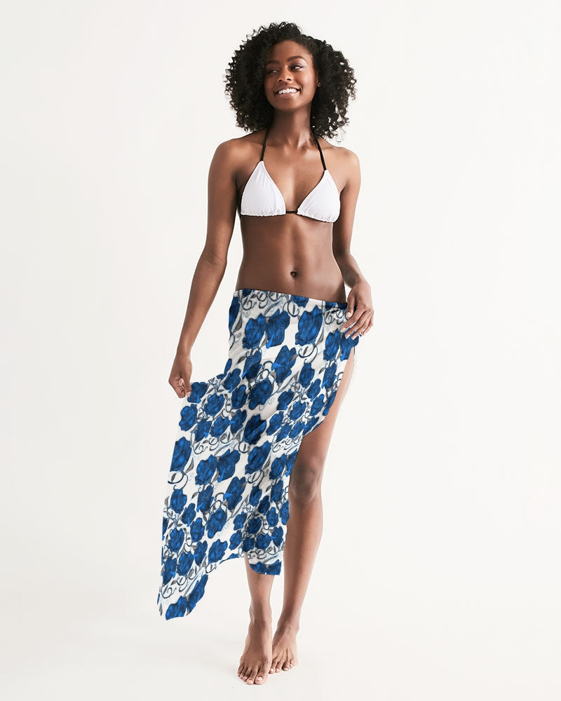 Blue Roses All-Over Print Swim Cover Up