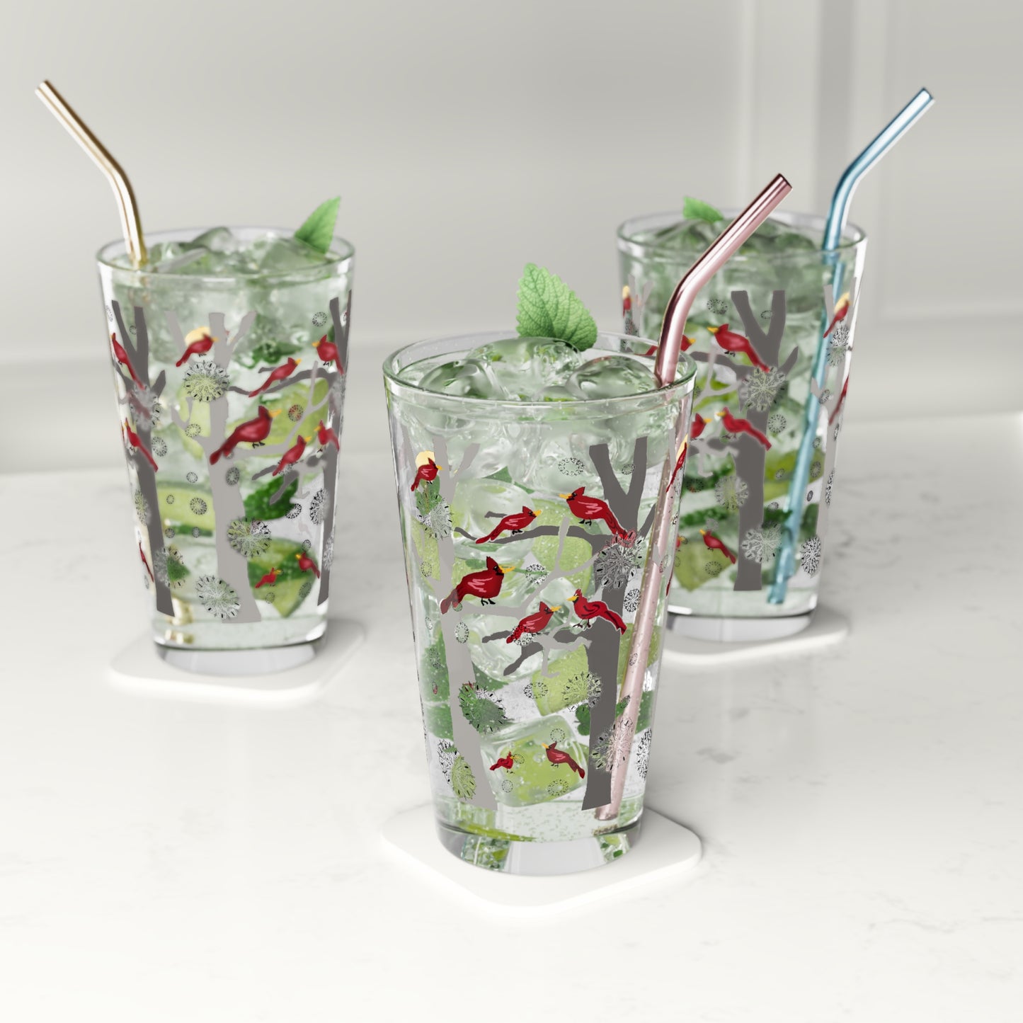 Cardinals In The Snow Pint Glass, 16oz
