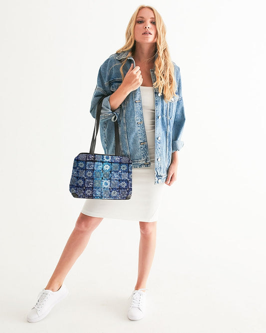 Blue Ice Crystals Motif Shoulder Bag