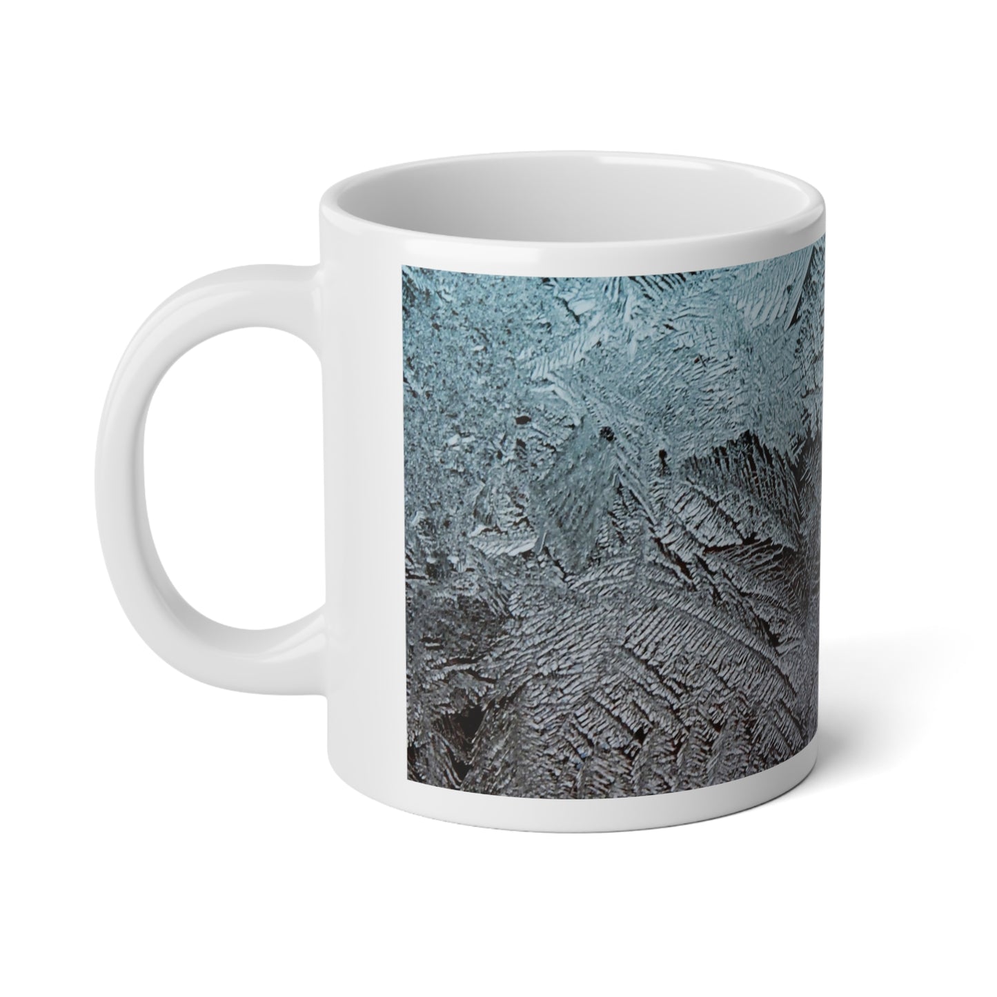 Frosted Blue 20oz Jumbo Mug — Winter Ice Crystal Ceramic Coffee Cup