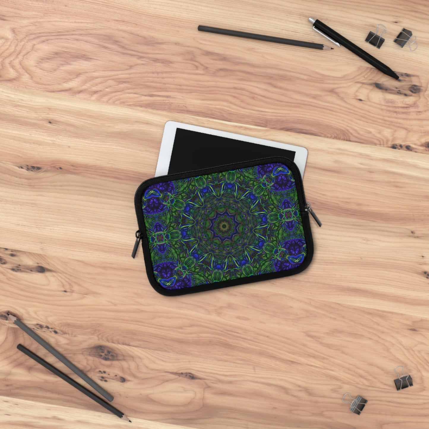 Blue Green Ribbon Kaleidoscope Laptop Sleeve