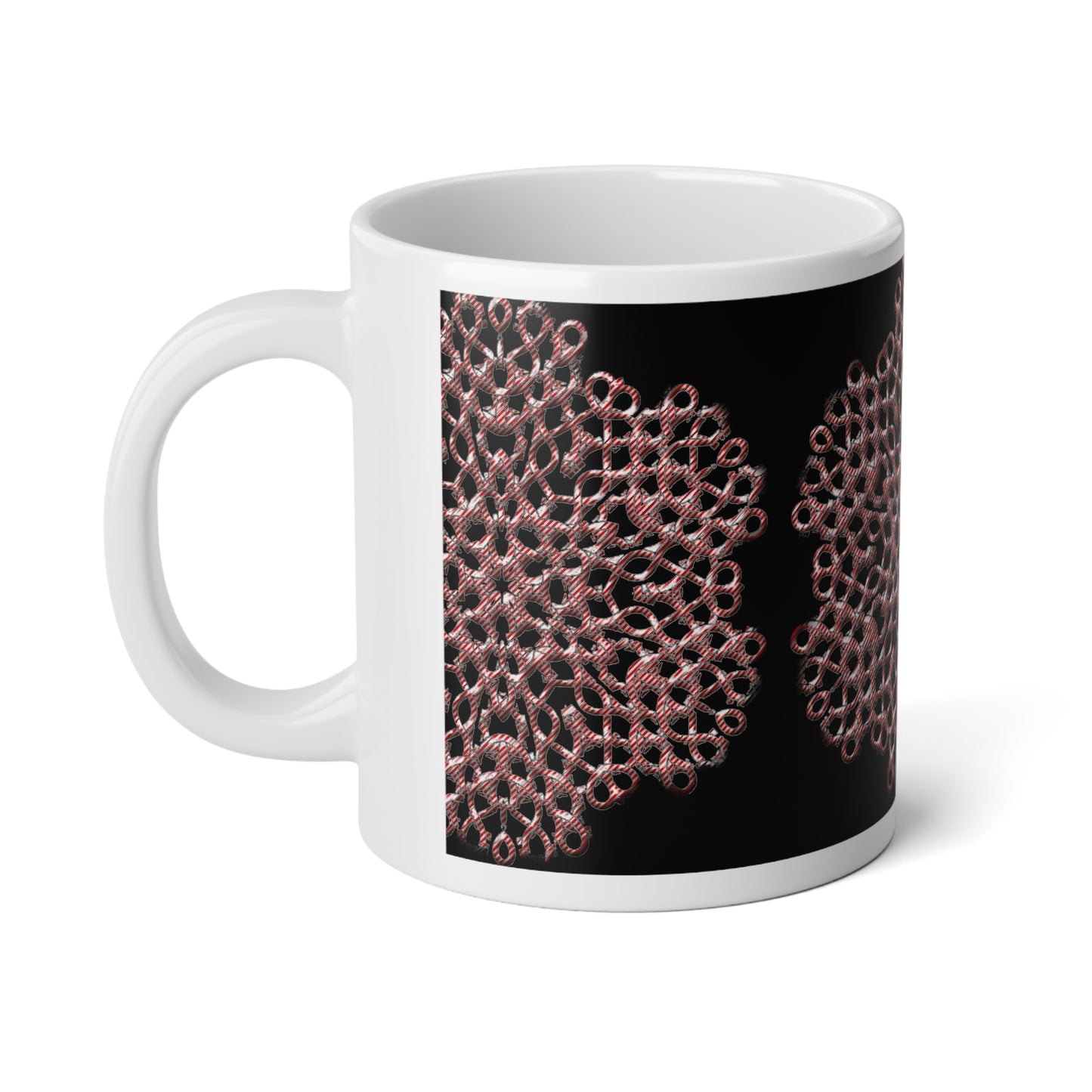 20oz Jumbo Mug — Candy Cane Snowflake | Decorative Coffee Cup, Boho Gift