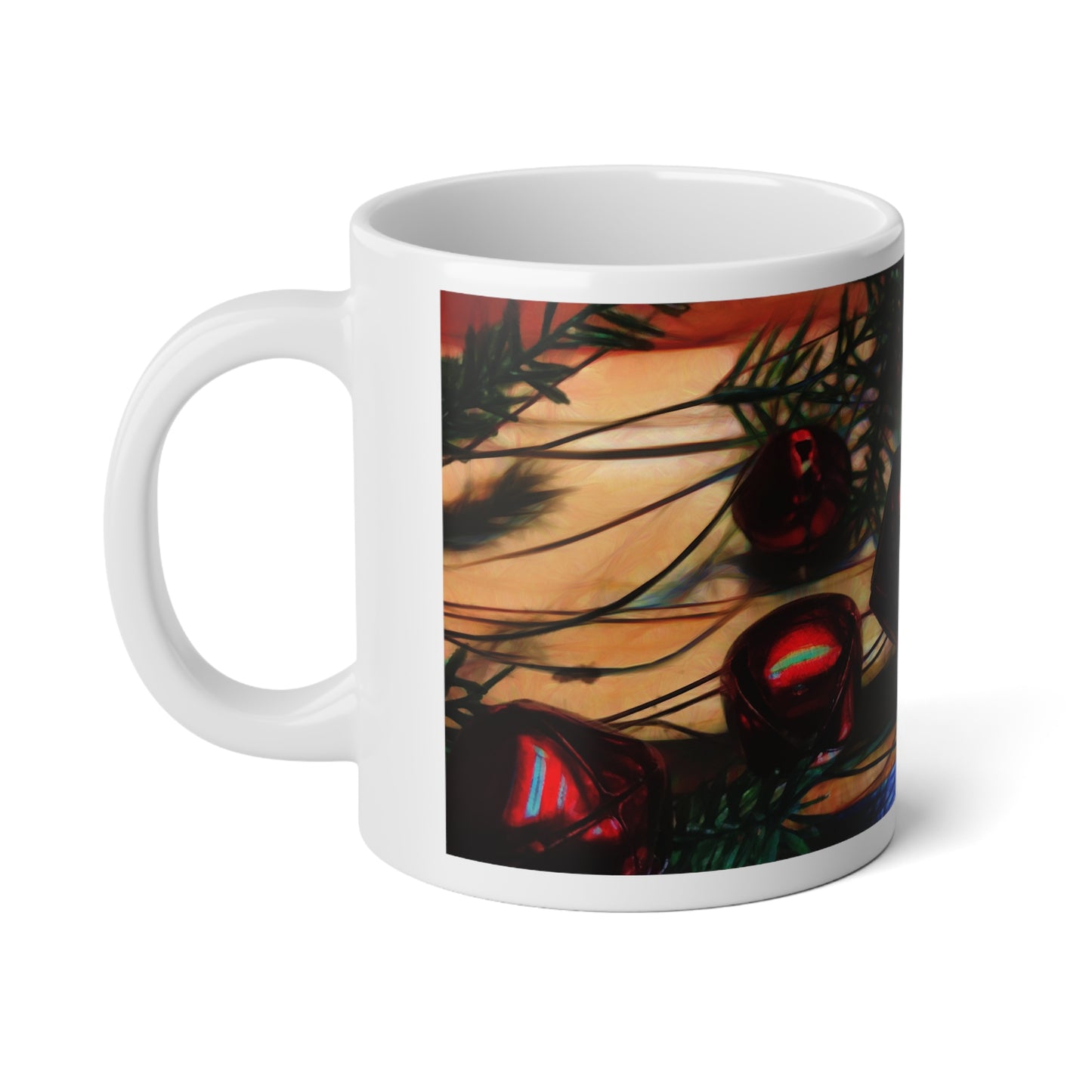 20oz Christmas Ornament Jumbo Mug — Jingle Bell Garland Design