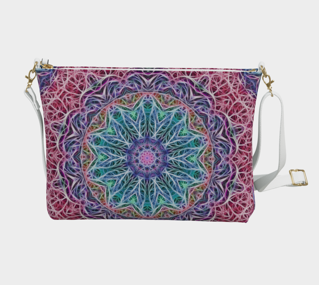Blue and Pink Kaleidoscope Vegan Crossbody Purse