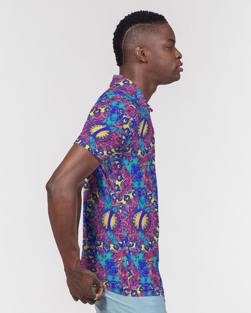 Caribbean Grafitti Men's All-Over Print Slim Fit Short Sleeve Polo