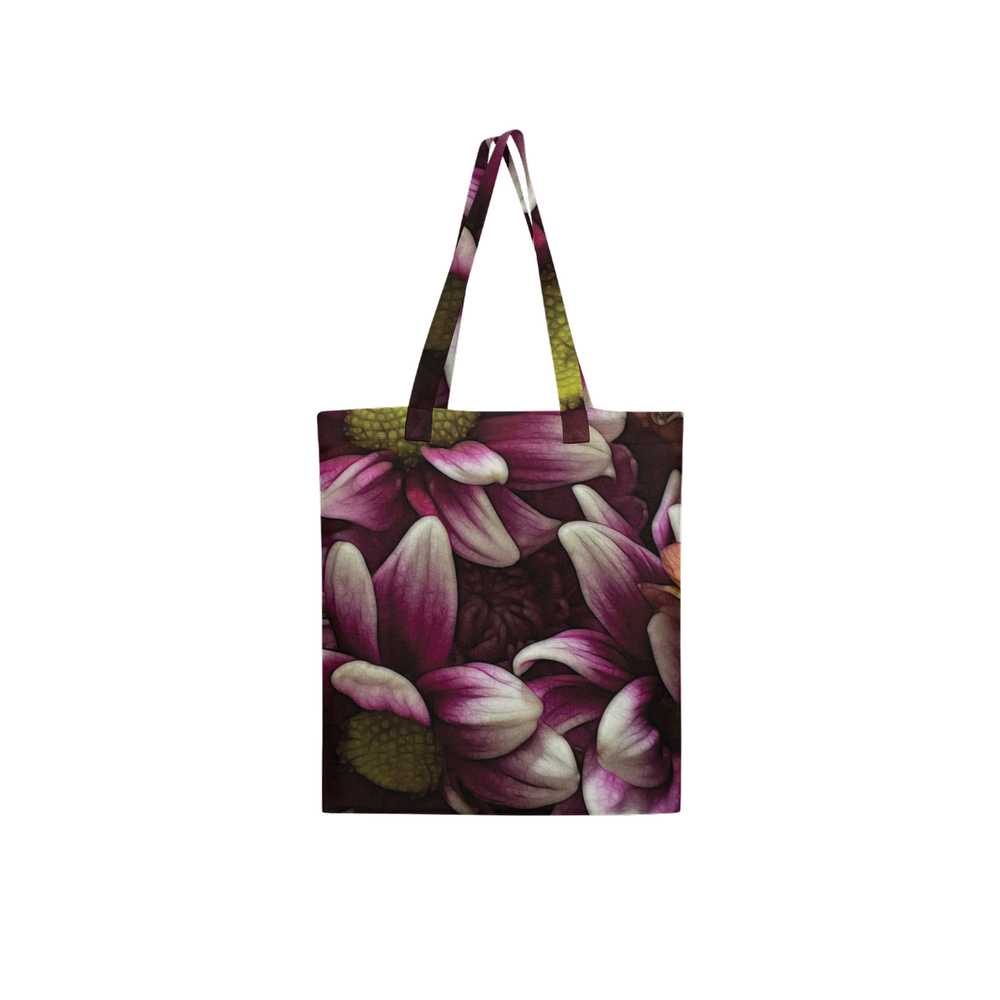 October Flowers 7 Large City Tote Bag Lined with Inside Pocket – Linen Like Fabric