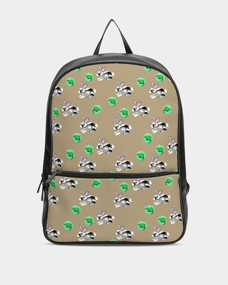 Bunnies Pattern Classic Faux Leather Backpack