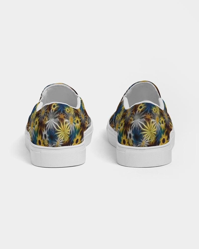 Blue and Yellow Glowing Daisies Women's Slip-On Canvas Shoe