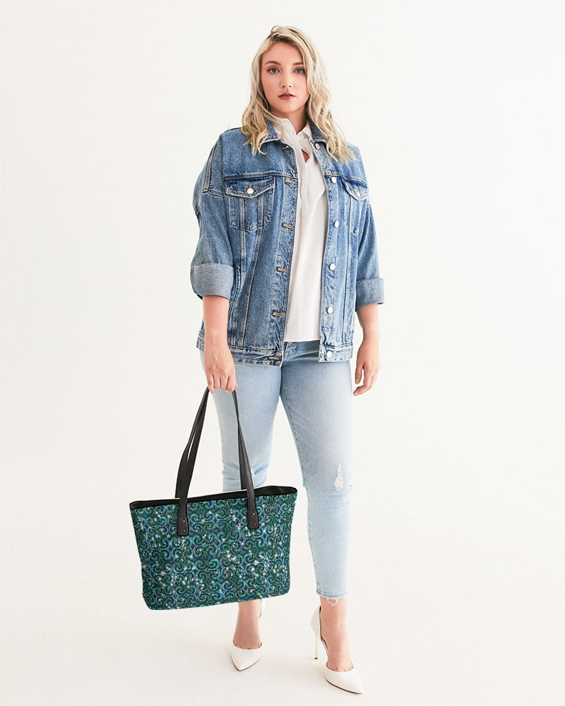 Blue Ice Sparkle Swirl Stylish Tote