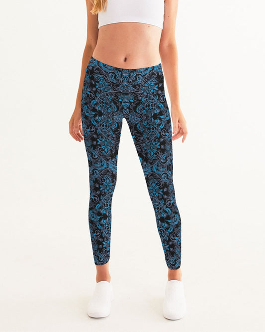 Blue Vines and Lace Women's All-Over Print Yoga Pants