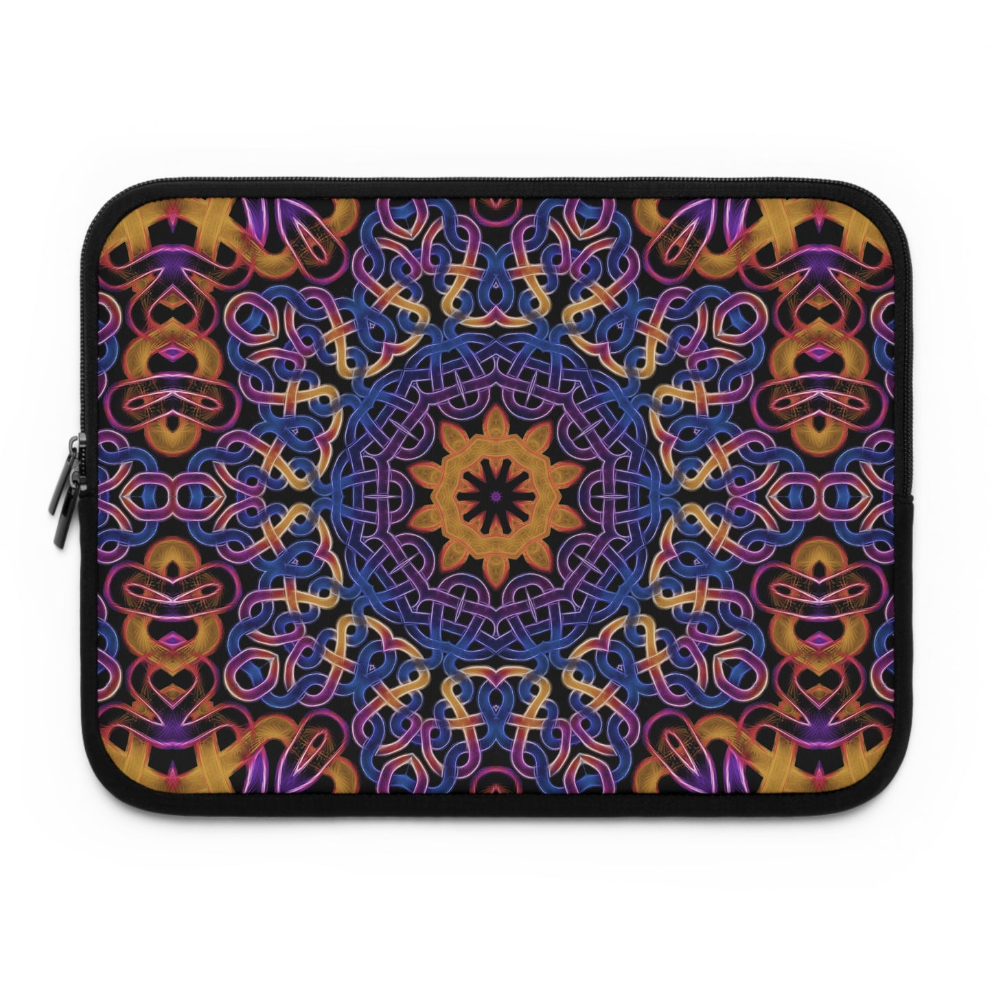 Blue Gold Celtic Kaleidoscope Laptop Sleeve