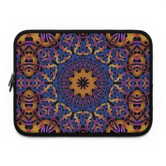 Blue Gold Celtic Kaleidoscope Laptop Sleeve