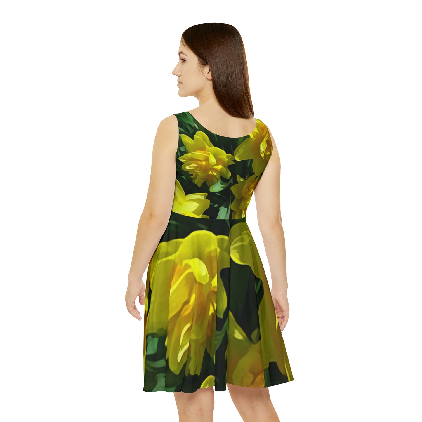 Bright Yellow Daffodils Women's Skater Dress (AOP)