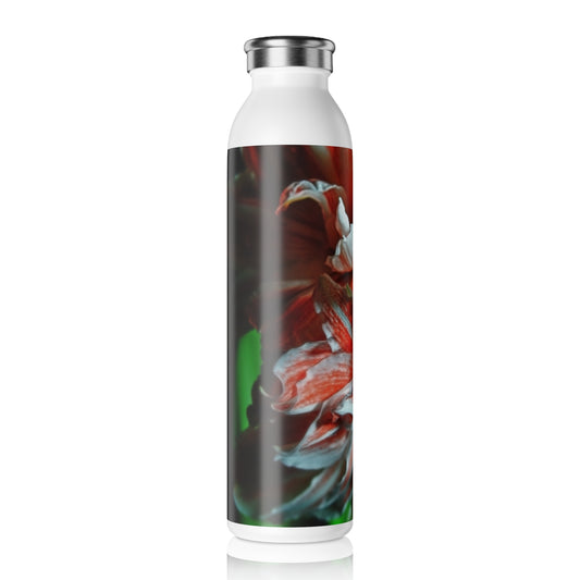 Amaryllis Portrait Stylish Slim Water Bottle with Floral Design, Insulated Drink Container, Eco-Friendly Gift, Fitness Hydration, Summer Essentials